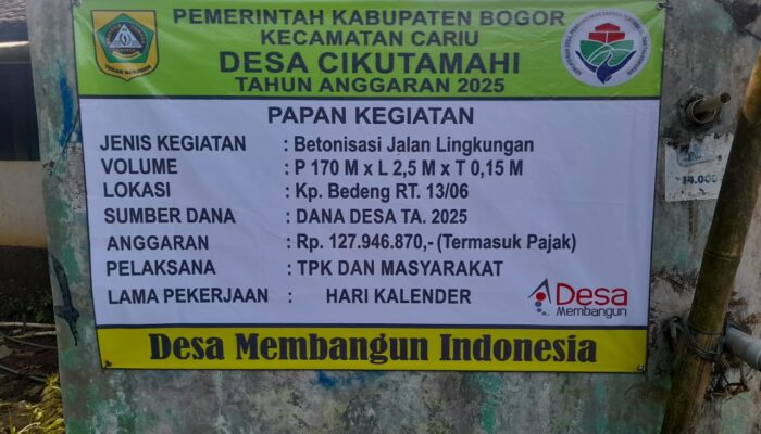 Proyek Jalan di Desa Cikutamahi Jadi Sorotan, Diduga Terjadi Mark-up Anggaran