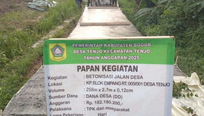 Pemdes Tenjo Gencarkan Pembangunan Infrastruktur, Dua Proyek Jalan Mulai Dikerjakan