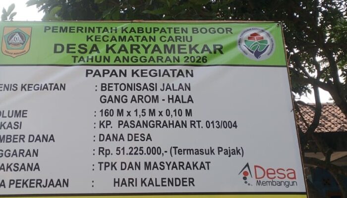 Dana Desa 2026 Dimanfaatkan untuk Betonisasi Jalan, Warga Karyamekar Kini Nikmati Akses Lebih Baik